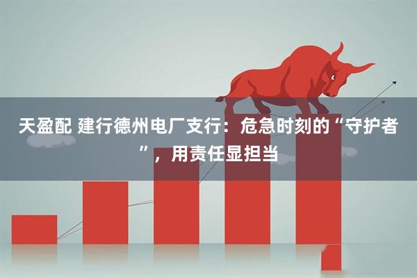 天盈配 建行德州电厂支行：危急时刻的“守护者”，用责任显担当