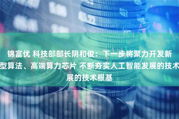 锦富优 科技部部长阴和俊：下一步将聚力开发新的模型算法、高端算力芯片 不断夯实人工智能发展的技术根基